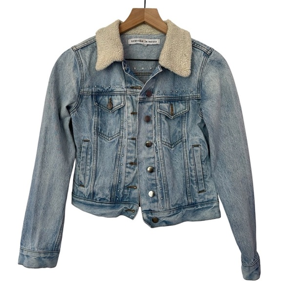 Rebecca Minkoff Clark Denim Jacket With Studs Sz XS - Picture 2 of 7